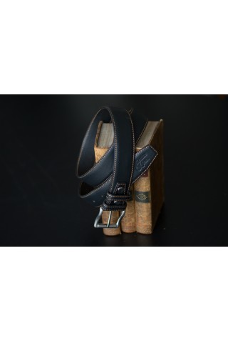 Ceinture Noire piquée camel