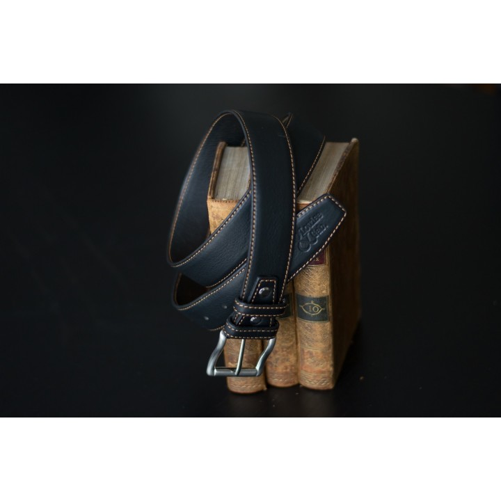 Ceinture Noire piquée camel