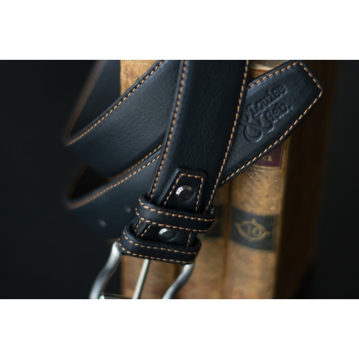 Ceinture Noire piquée camel