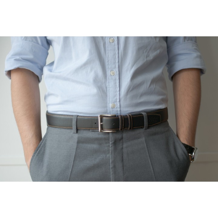 Ceinture Noire piquée camel