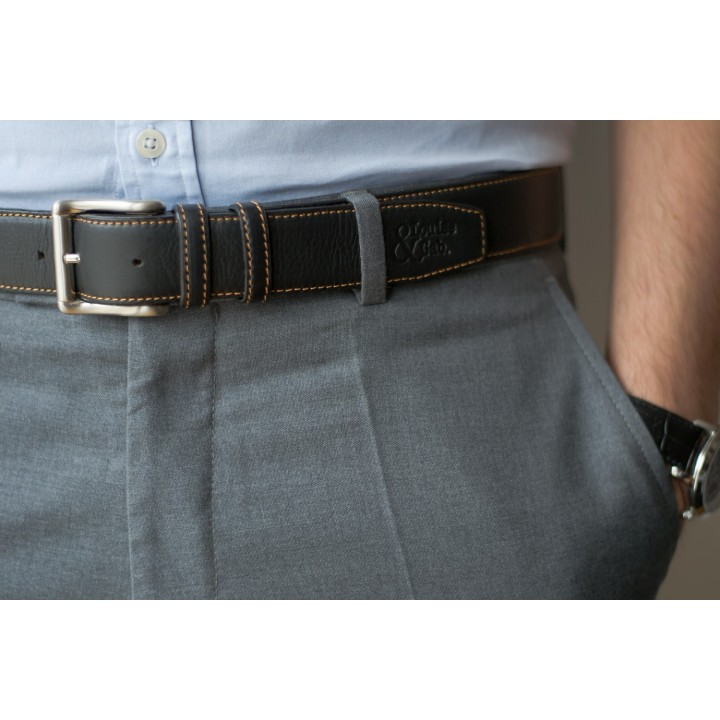 Ceinture Noire piquée camel