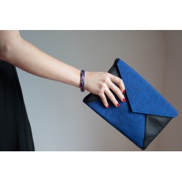 Envelope clutch - Black and midnight blue