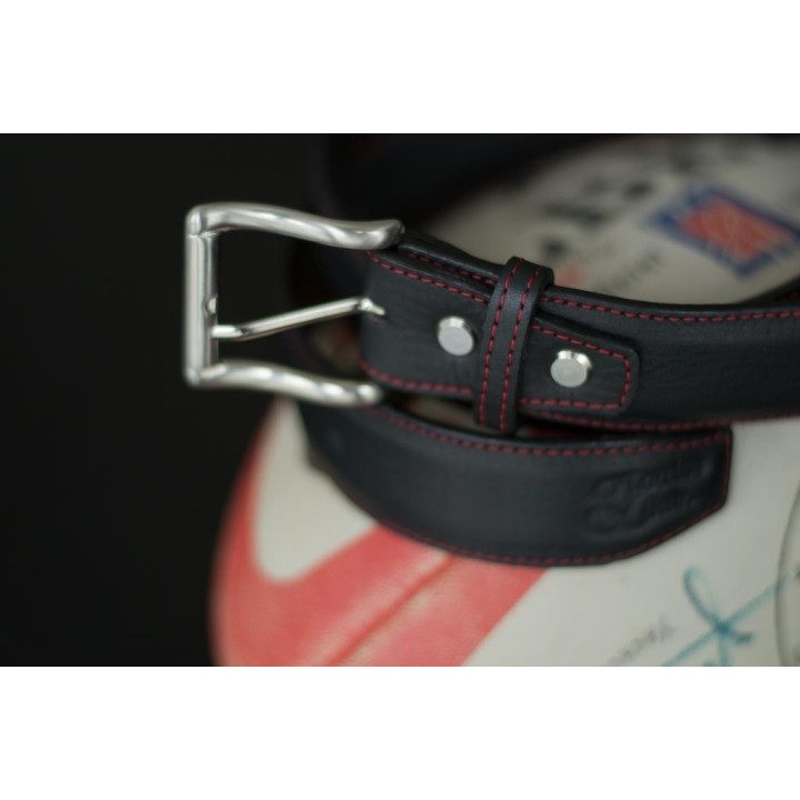 Belt - Black with red topstitching