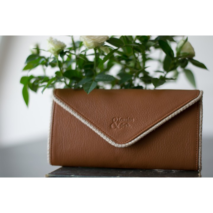 Wallet - Camel with off-white piping