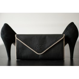 Wallet - Black with off-white piping