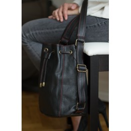 Alix Small - Black leather with red details