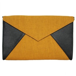 Enveloppe noire et jaune moutarde