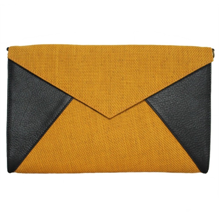 Enveloppe noire et jaune moutarde