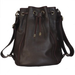 Naomi PM - Cuir marron et détails rouges