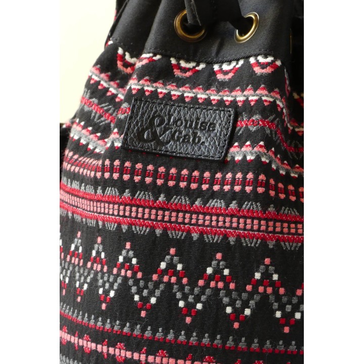 Lou - Black ethnic fabric with pink details