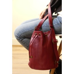 Inès - Burgundy red leather