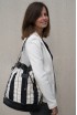 Flore - Cuir noir et tissu noir et blanc